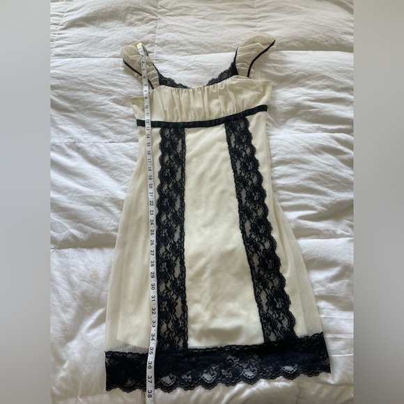 Vintage empire waist sheer cap sleeve cream & black lace Victorian Y2K dress | L - Picture 12 of 16